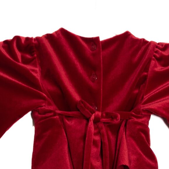 Isobella & Chloe Size 3T Girls Red Velvet Dress With Floral Appliqués & Tulle - Picture 6 of 8